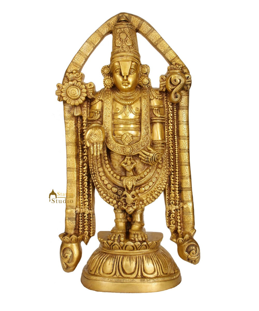 Brass South Indian God Tirupati Balaji Statue Religious For Home Decor 2 Feet - Image 3