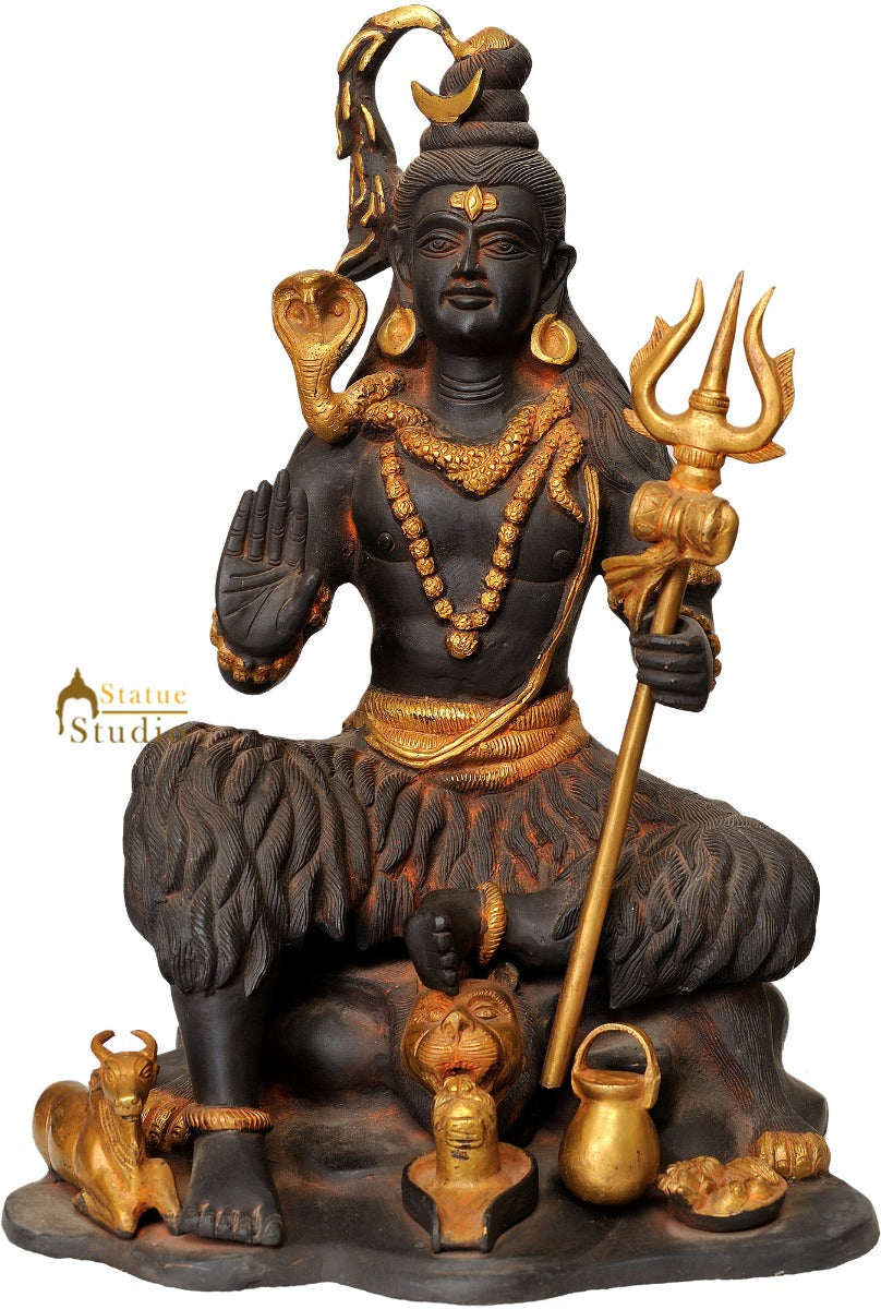 Brass Antique Imitation Shankar Bhagwan Shiv Murti 1.5 Feet - Image 3