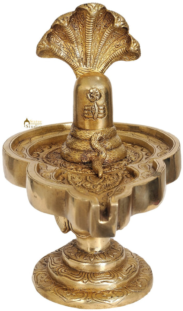 Shiva Lingam with Five-Hooded Snake Crowning Religious Décor 9" - Image 3