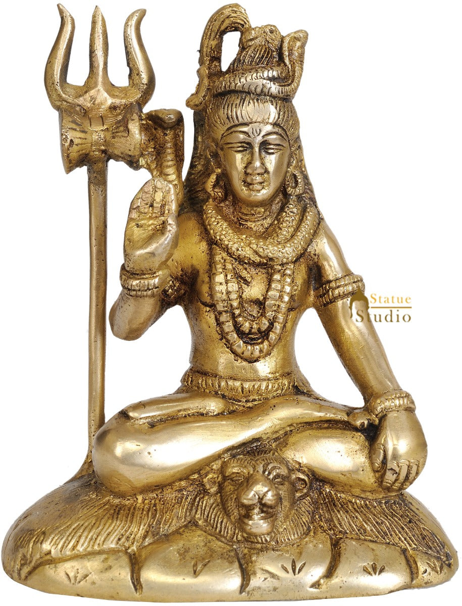 Brass Shankar Bhagwan Murti Shiva Idol 6 Inch