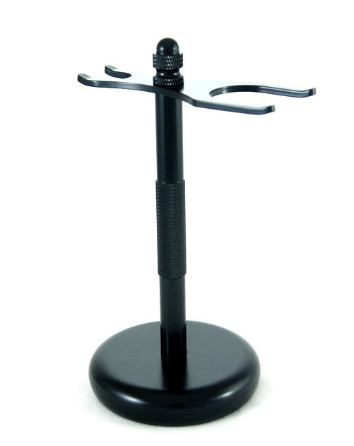 Classic Metal DE Safety Razor Razor + Shave Brush Stand - Chrome (Black) by Unbranded - Razor & Brush Stands