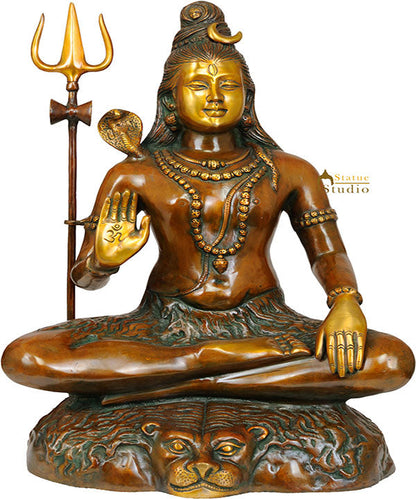 Rare Depiction Statue of Lord Shiva Seated on the Mountain of Kailash Large 22" by vendor-unknown - Hindu Gods (View 3)