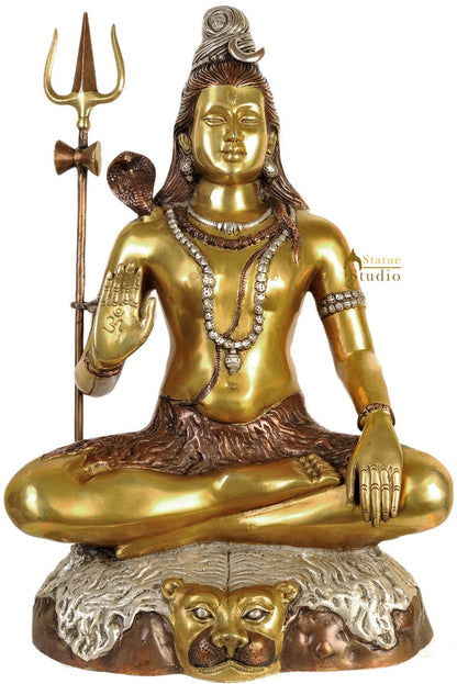 Rare Depiction Large Statue of Lord Shiva Seated on the Mountain of Kailash 22" by vendor-unknown - Hindu Gods (View 4)