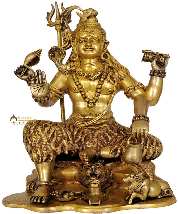 Brass Four-Armed Shiva Statue 1.5 Feet - Image 3