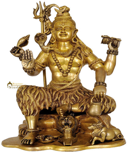 Brass Four-Armed Shiva Statue 1.5 Feet by vendor-unknown - Hindu Gods (View 3)