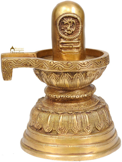 Brass Shiva Lingam with Sacred OM Engraving 7 Inch by vendor-unknown - Hindu Gods (View 3)