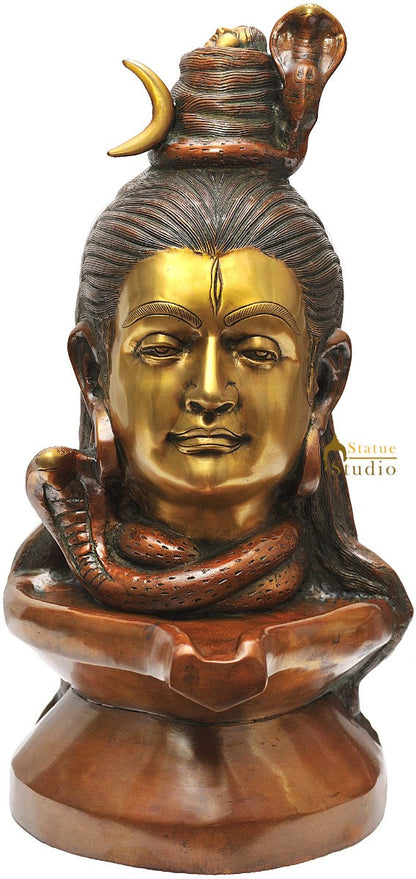 Brass Large Lord Shiva Head Statue 1.5 Feet by vendor-unknown - Hindu Gods (View 3)