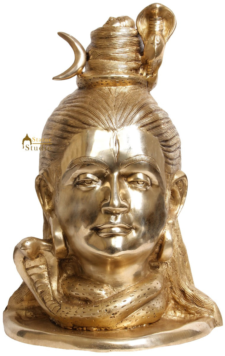Brass Lord Shiva Head Statue 15 inches