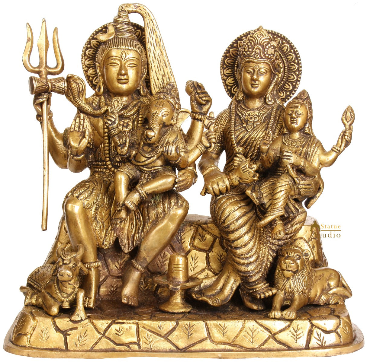 Brass Hindu God Lord Shiva Parivar Statue 1 Feet