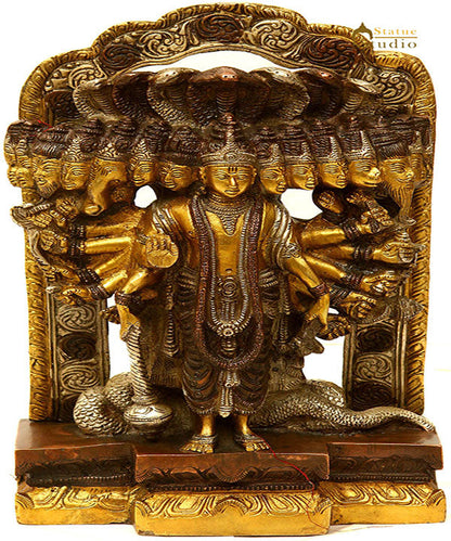 Brass Indian Hindu Lord Vishnu in His Cosmic Magnification Antique Statue 14" by vendor-unknown - Hindu Gods (View 2)