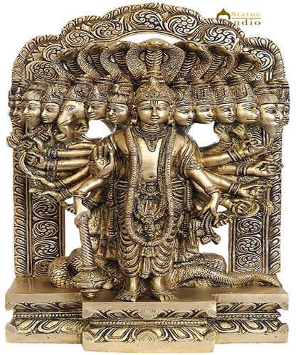 Brass Indian Hindu Lord Vishnu in His Cosmic Magnification Antique Statue 14" by vendor-unknown - Hindu Gods (View 2)