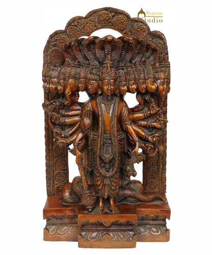 Brass Indian Hindu Lord Vishnu in His Cosmic Magnification Antique Statue 14" by vendor-unknown - Hindu Gods (View 2)