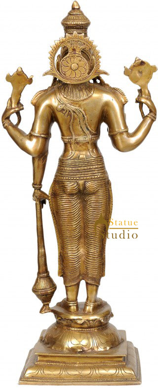 Four-Armed Standing Vishnu Statue Indian Hindu God Large Size Idol 20" - Image 4