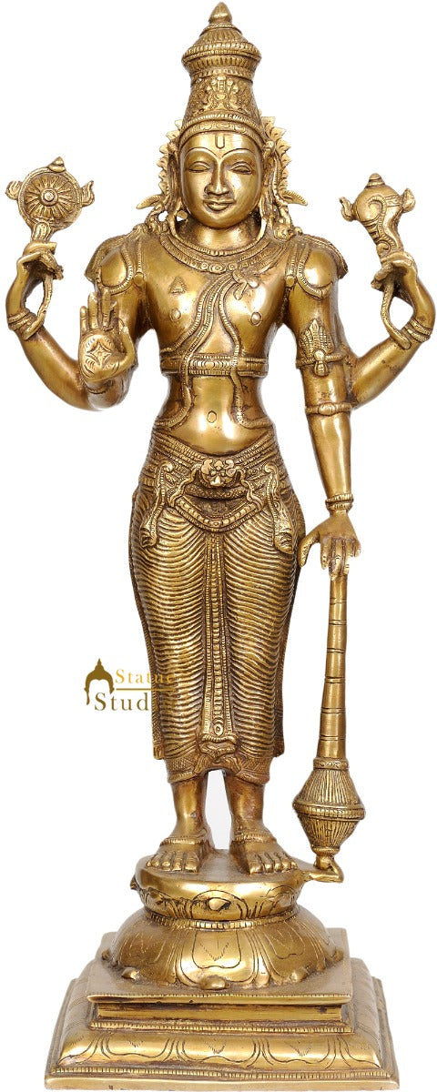 Four-Armed Standing Vishnu Statue Indian Hindu God Large Size Idol 20"