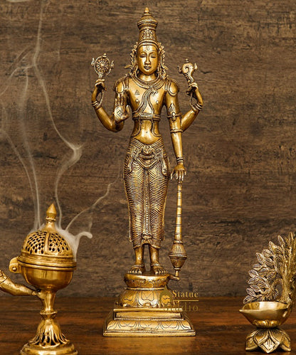Four-Armed Standing Vishnu Statue Indian Hindu God Large Size Idol 20" by vendor-unknown - Hindu Gods (View 2)