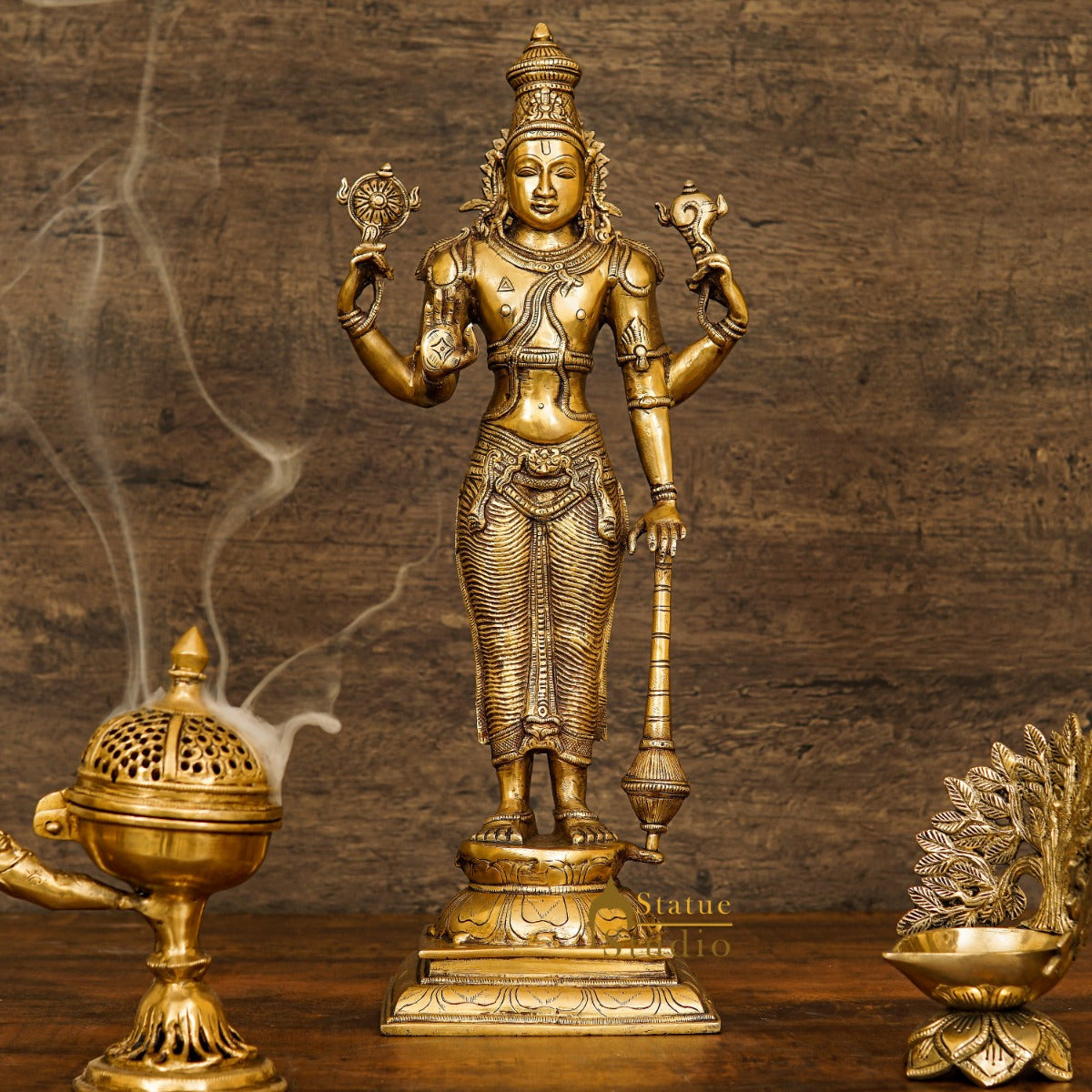 Four-Armed Standing Vishnu Statue Indian Hindu God Large Size Idol 20" - Eco-friendly - Sama Homes