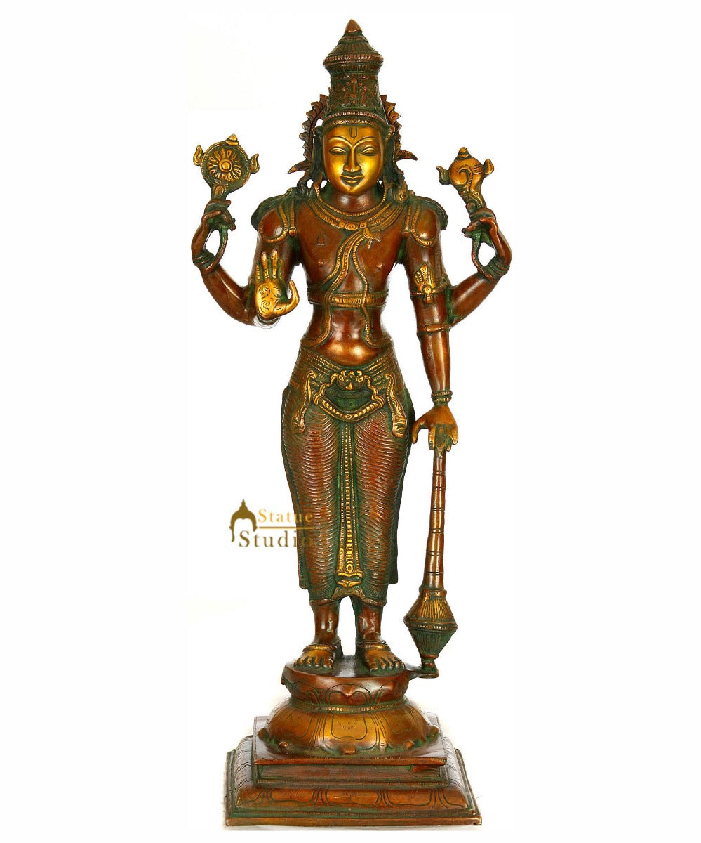 Four-Armed Standing Vishnu Statue Indian Hindu God Large Size Idol 20"