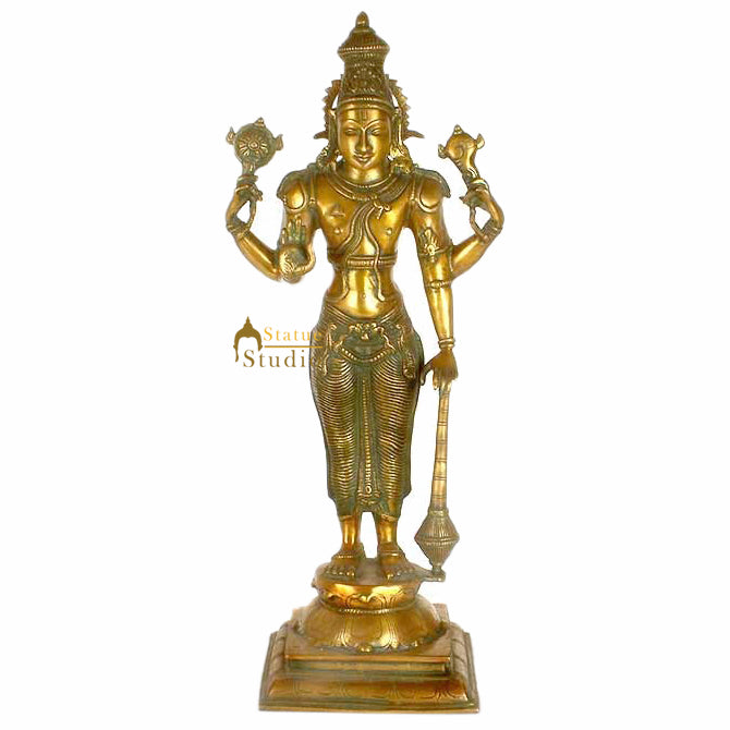 Four-Armed Standing Vishnu Statue Indian Hindu God Large Size Idol 20" - Eco-friendly - Sama Homes