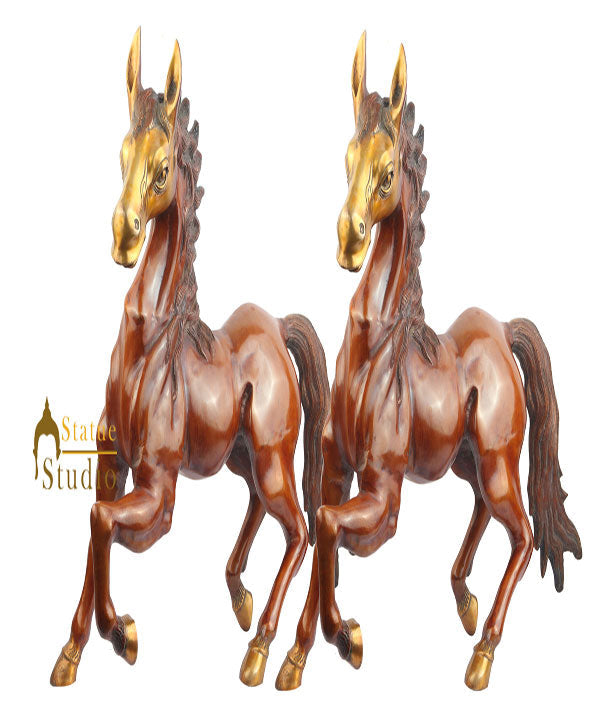 Indian Handicraft Home Garden Décor Animal Horse Large Showpiece Pair 27" - Eco-friendly - Sama Homes