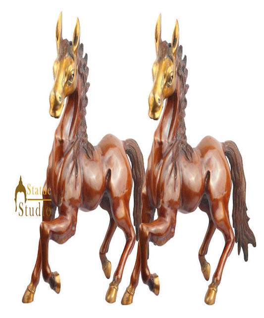 Indian Handicraft Home Garden Décor Animal Horse Large Showpiece Pair 27"
