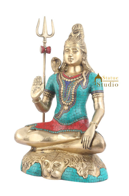 Brass Large Lord Shiva Statue Stone Work For Home Decor 2 Feet by vendor-unknown - Hindu Gods (View 3)