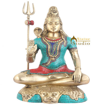 Brass Large Lord Shiva Statue Stone Work For Home Decor 2 Feet by vendor-unknown - Hindu Gods (View 2)