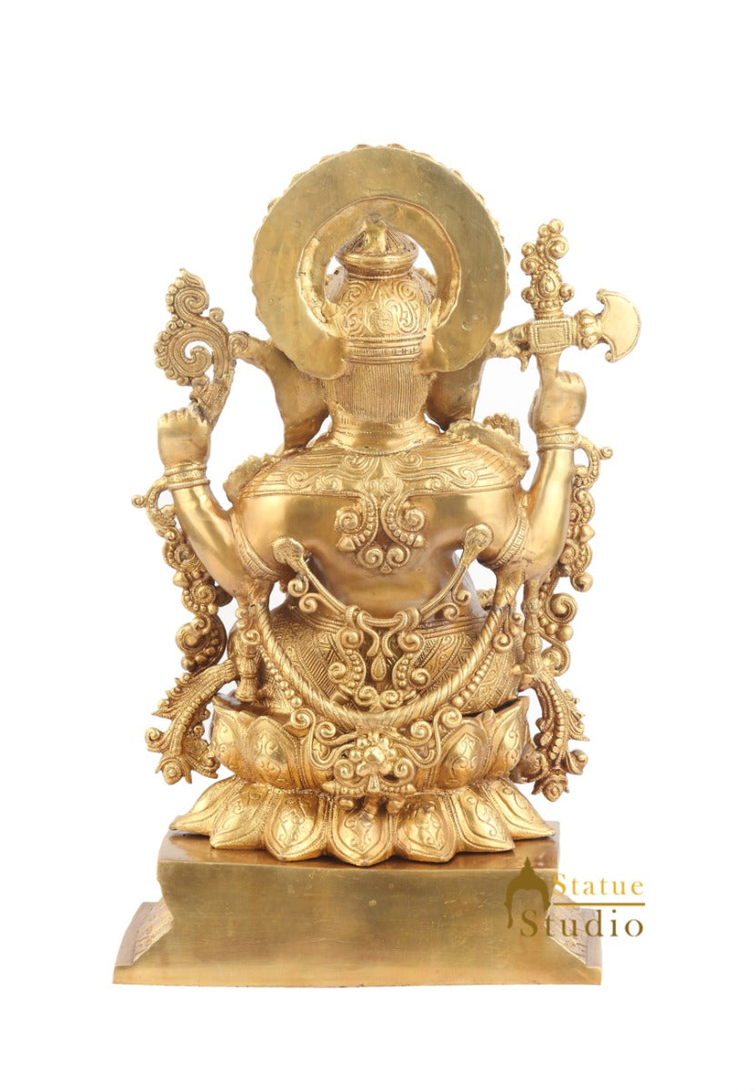 Brass Large Ganpati Bappa Ganesha Idol Handicraft Decorative 1.5 Feet - Image 4