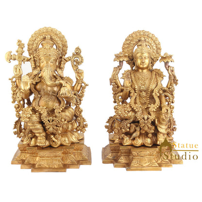 Brass Large Handicraft Decorative Ganesha Lakshmi 1.5 Feet by vendor-unknown - Hindu Gods (View 2)