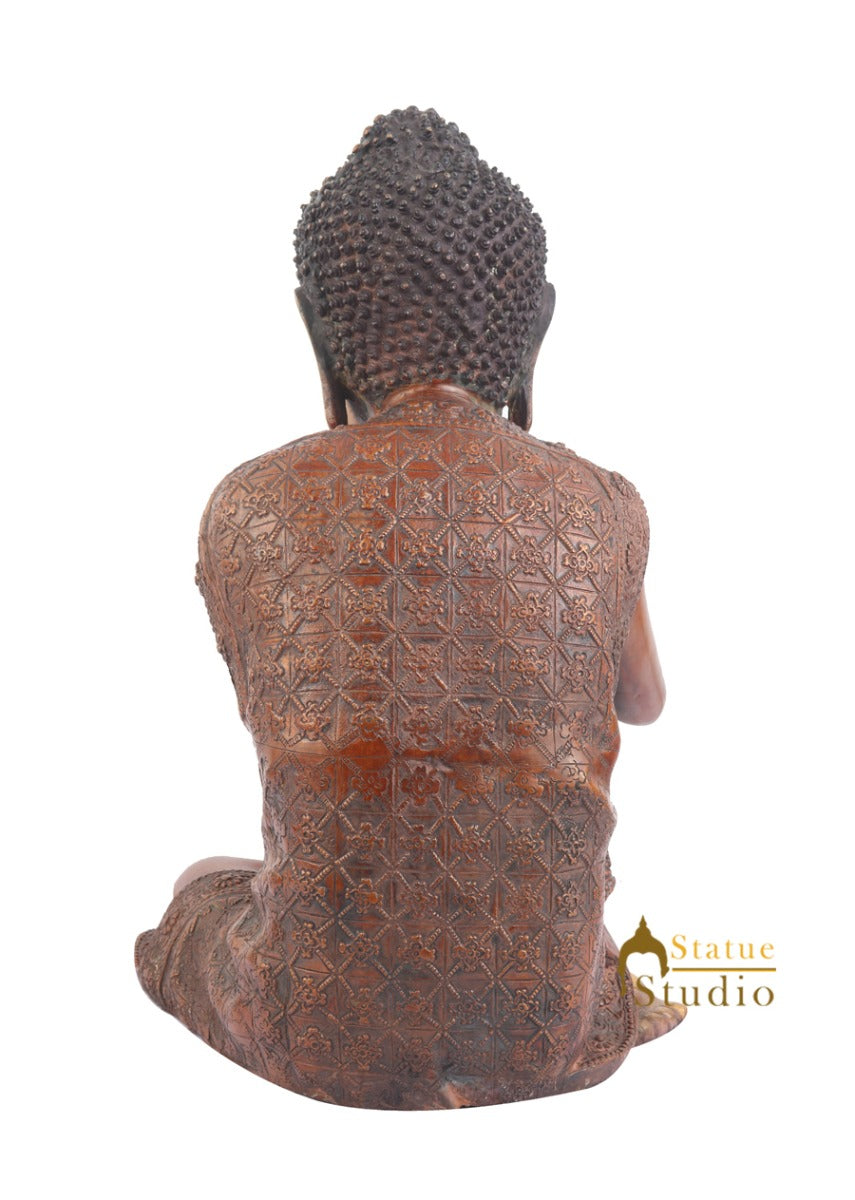 Indian Brass Handicraft Thinking Buddha Home Decorative Item For Sale 1.5 Feet - Image 4
