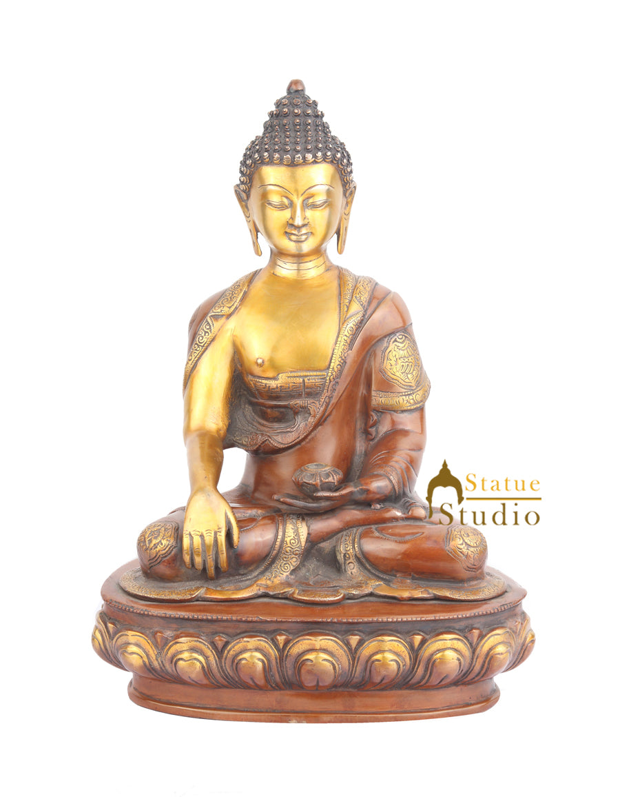 Tibetan Buddhist Deity Bhumisparsha Gautam Buddha Statue For Home 18" - Image 2