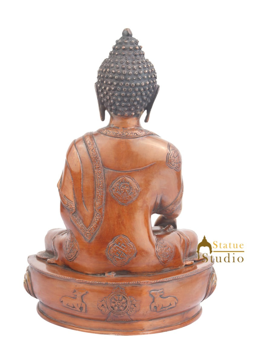 Tibetan Buddhist Deity Bhumisparsha Gautam Buddha Statue For Home 18" - Image 4