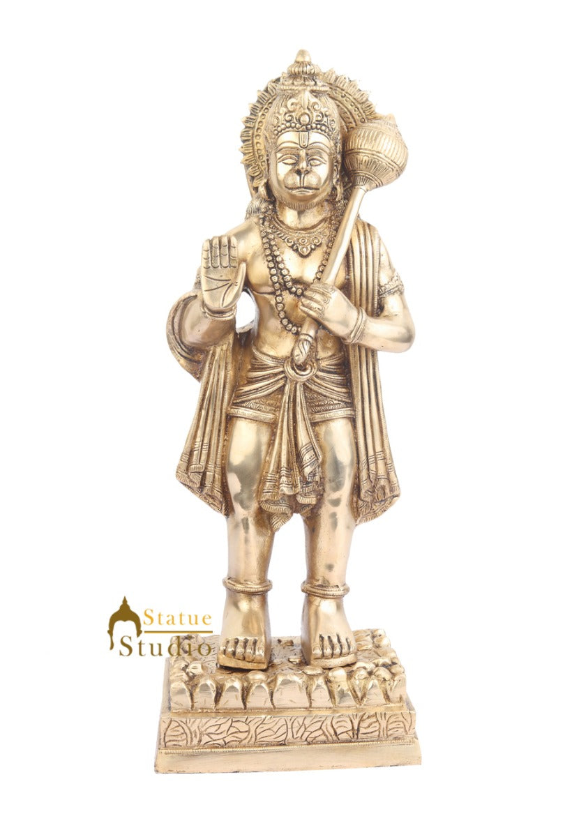 Brass Lord Hanuman Idol Pawan Putra God 17 Inch