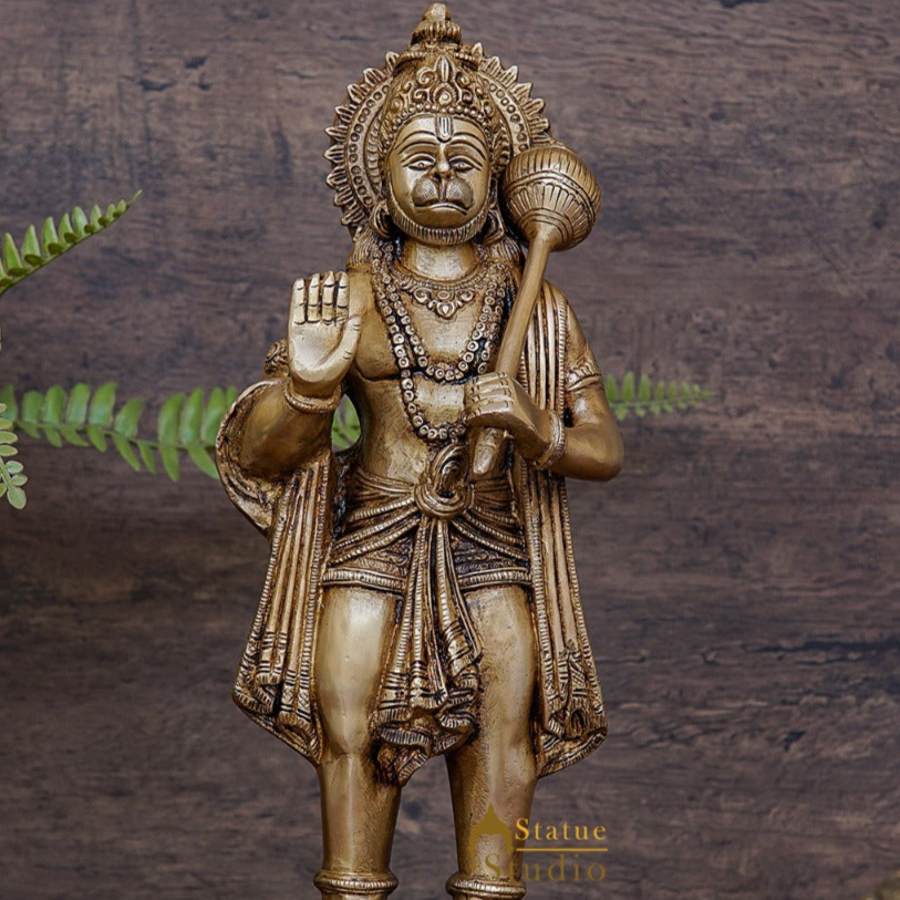Brass Lord Hanuman Idol Pawan Putra God 17 Inch