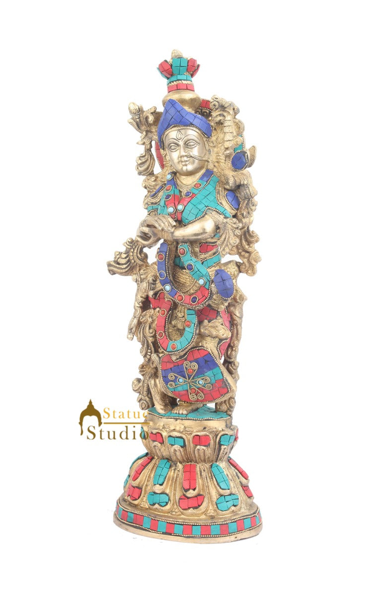 Large Size Brass Hindu Goddess Radha Idol Home Décor Statue For Sale 21" - Image 3