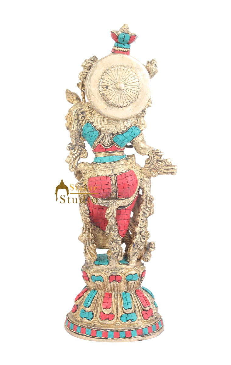Large Size Brass Hindu Goddess Radha Idol Home Décor Statue For Sale 21" - Image 4