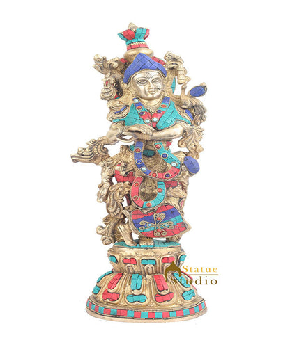 Large Size Brass Hindu Goddess Radha Idol Home Décor Statue For Sale 21" by vendor-unknown - Hindu Gods