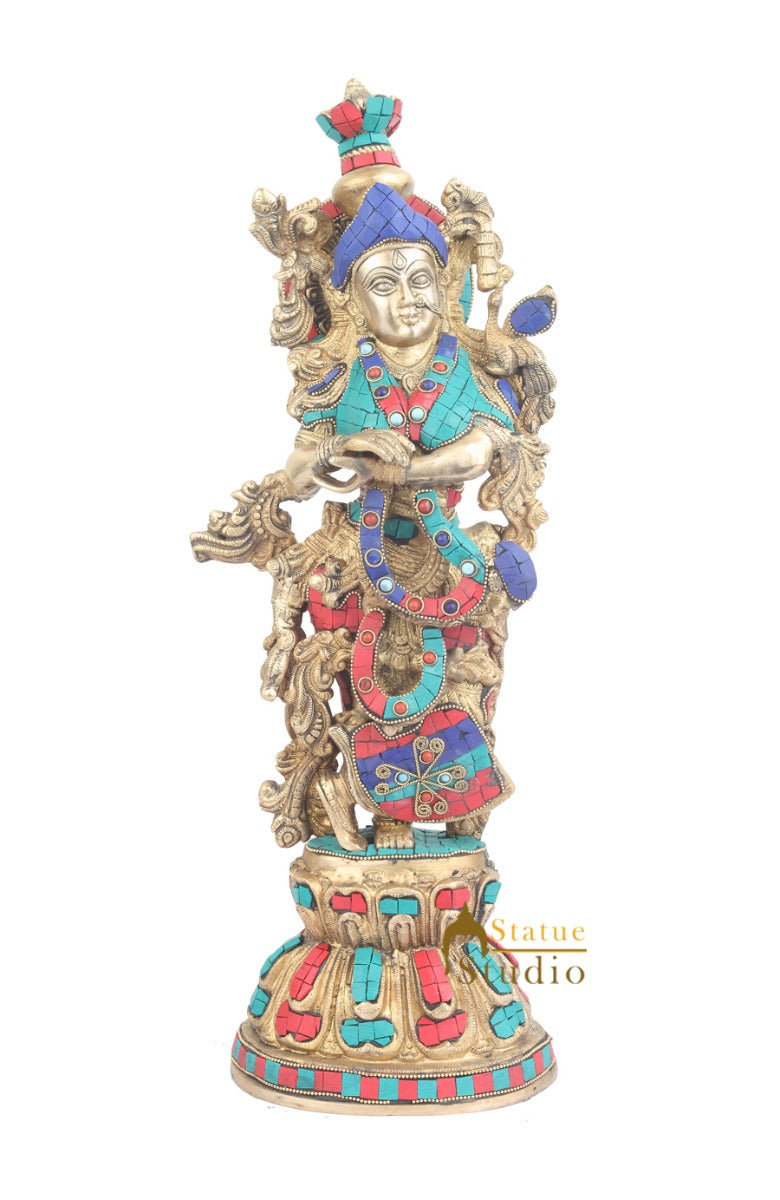 Large Size Brass Hindu Goddess Radha Idol Home Décor Statue For Sale 21" - Image 2