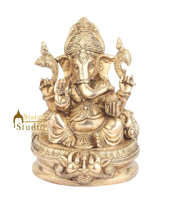 Indian Hindu God Ganpati Murti Lord Ganesha Statue For Sale Lucky Success 8" - Eco-friendly - Sama Homes