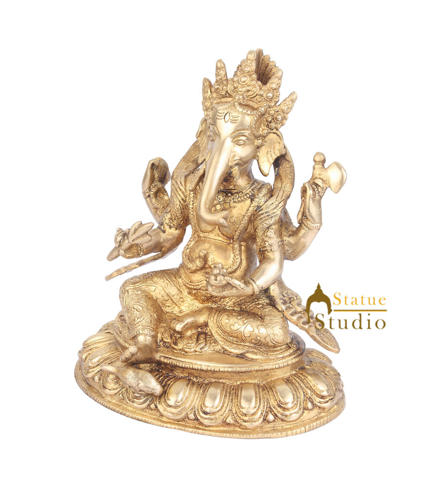 Indian Hindu God Ganpati Murti Lord Ganesha Statue Lucky Vastu Gifting Idol 8" - Image 3