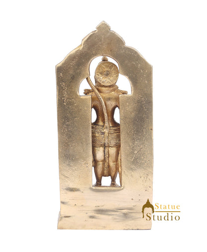 Brass Standing Hanuman Idol With Temple Arch For Home Decor 9" by vendor-unknown - Hindu Gods (View 4)