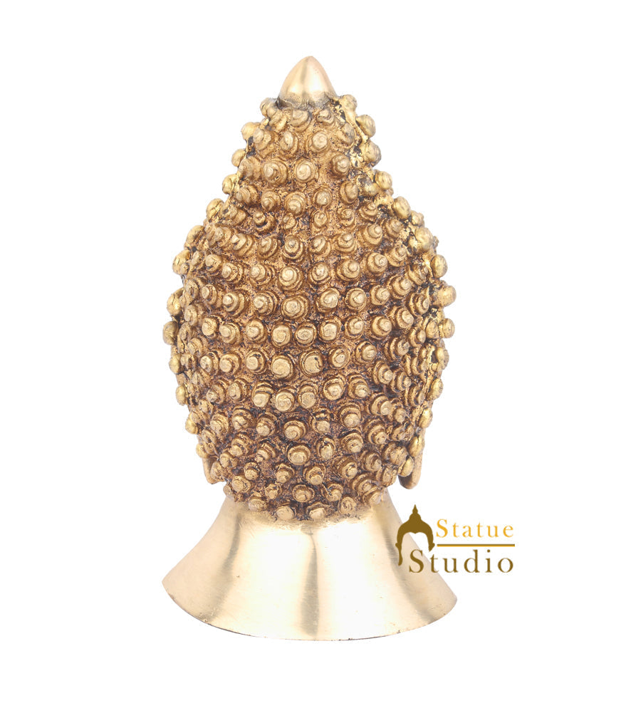 Indian Brass Lord Buddha Head Home Table Room Décor Gifting Souvenier Item 8"