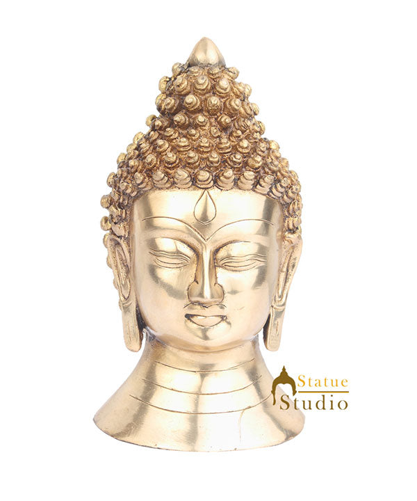 Indian Brass Lord Buddha Head Home Table Room Décor Gifting Souvenier Item 8" - Eco-friendly - Sama Homes