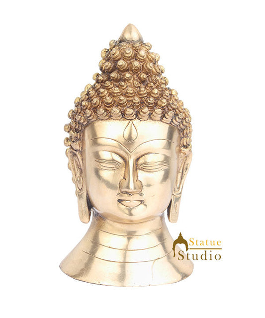 Indian Brass Lord Buddha Head Home Table Room Décor Gifting Souvenier Item 8"
