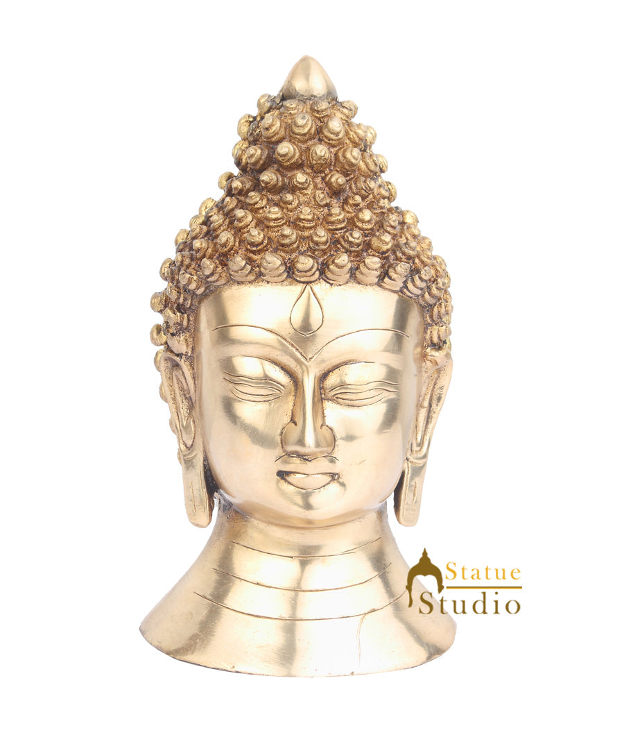 Indian Brass Lord Buddha Head Home Table Room Décor Gifting Souvenier Item 8" - Image 2
