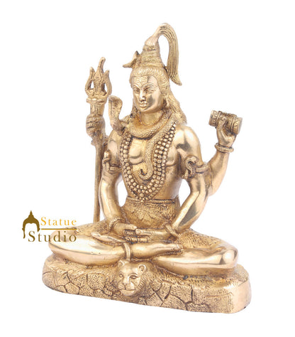 Brass Blessing Shiva Idol For Home Temple Decor 9 Inch by vendor-unknown - Hindu Gods (View 4)