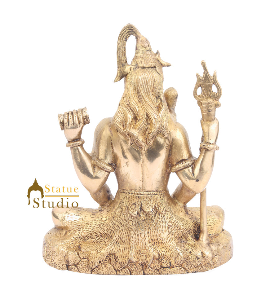 Brass Blessing Shiva Idol For Home Temple Decor 9 Inch - Image 5