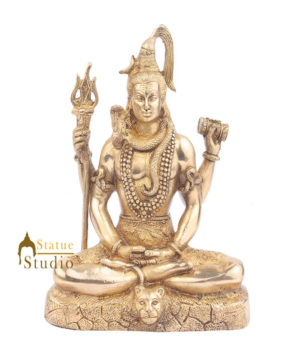 Brass Blessing Shiva Idol For Home Temple Decor 9 Inch - Image 3
