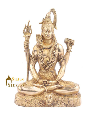 Brass Blessing Shiva Idol For Home Temple Decor 9 Inch by vendor-unknown - Hindu Gods (View 3)