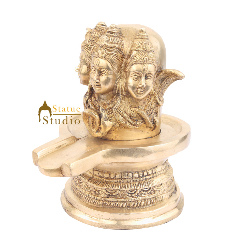 Brass Handmade Sacred Divine Lord Shiva Lingam Temple Idol 7"