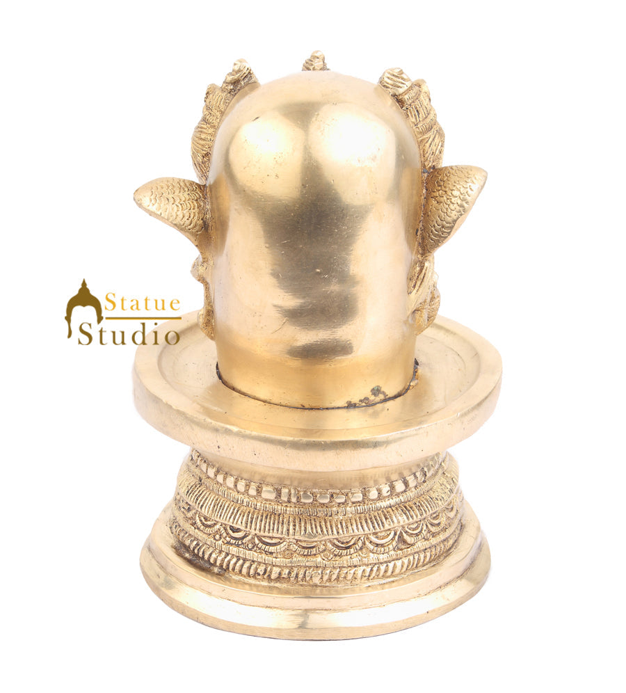 Brass Handmade Sacred Divine Lord Shiva Lingam Temple Idol 7" - Image 5